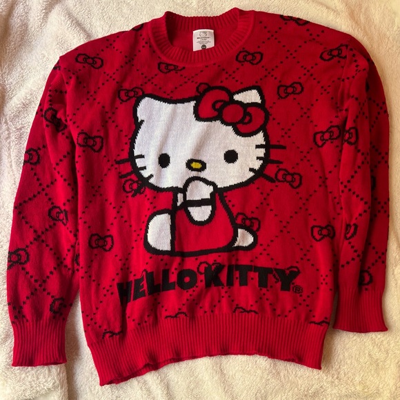 Sanrio Sweaters - Red, Hello Kitty, knit sweater